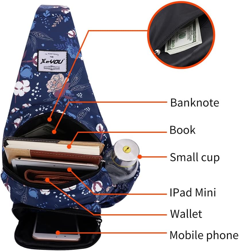 Small Sling Bags for Women Crossbody Backpack Hiking Travel Daypack Chest Bag Lightweight Shoulder Bag