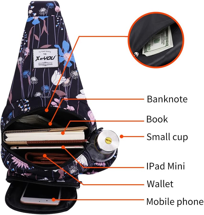 Small Sling Bags for Women Crossbody Backpack Hiking Travel Daypack Chest Bag Lightweight Shoulder Bag