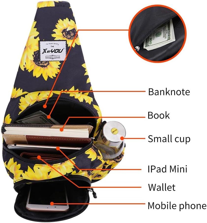 Small Sling Bags for Women Crossbody Backpack Hiking Travel Daypack Chest Bag Lightweight Shoulder Bag