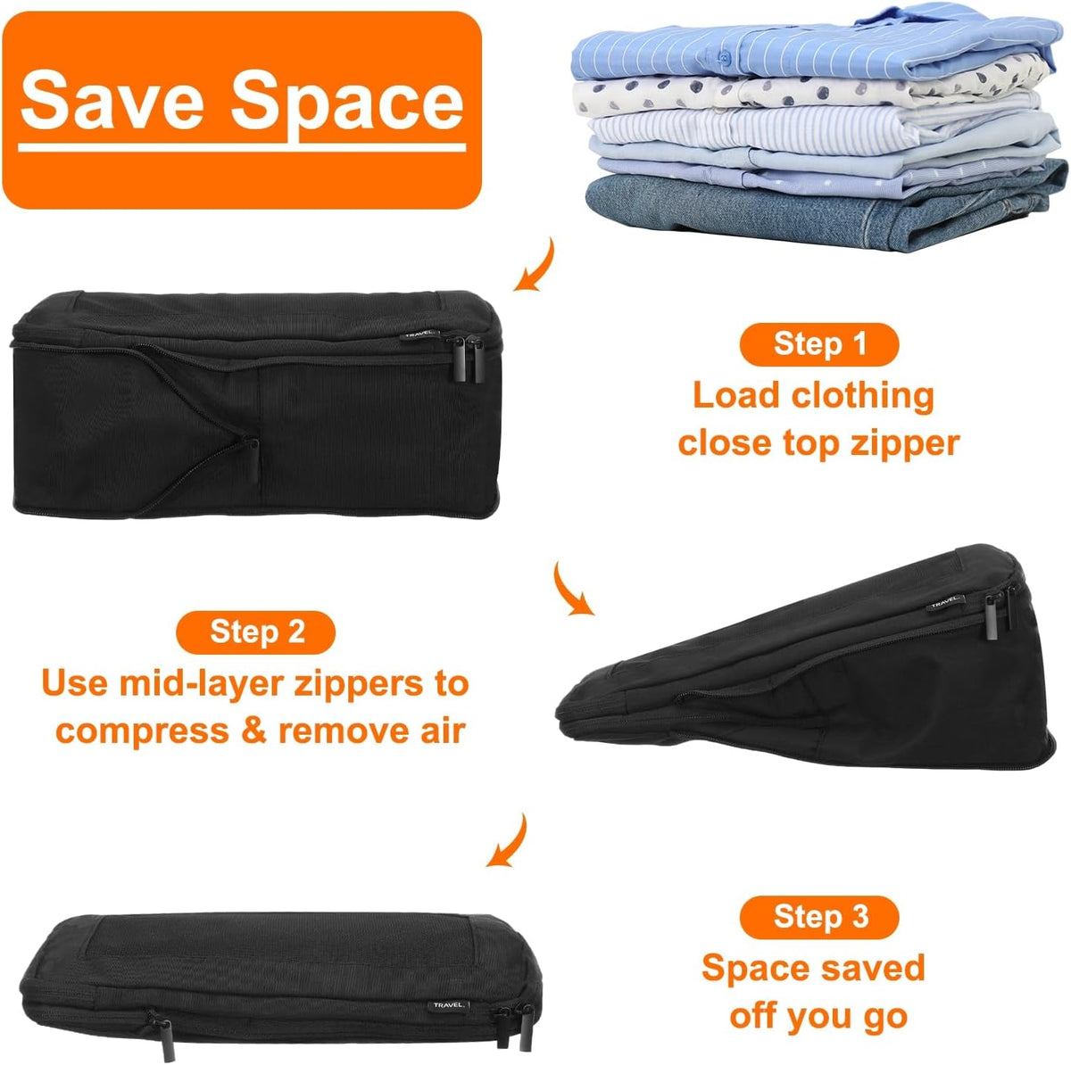 Compression Packing Cube for Suitcases 18x12x13cm Lightweight Luggage Organizers Bag Travel Essentials Compression Bags for Carry on Suitcases, Grey