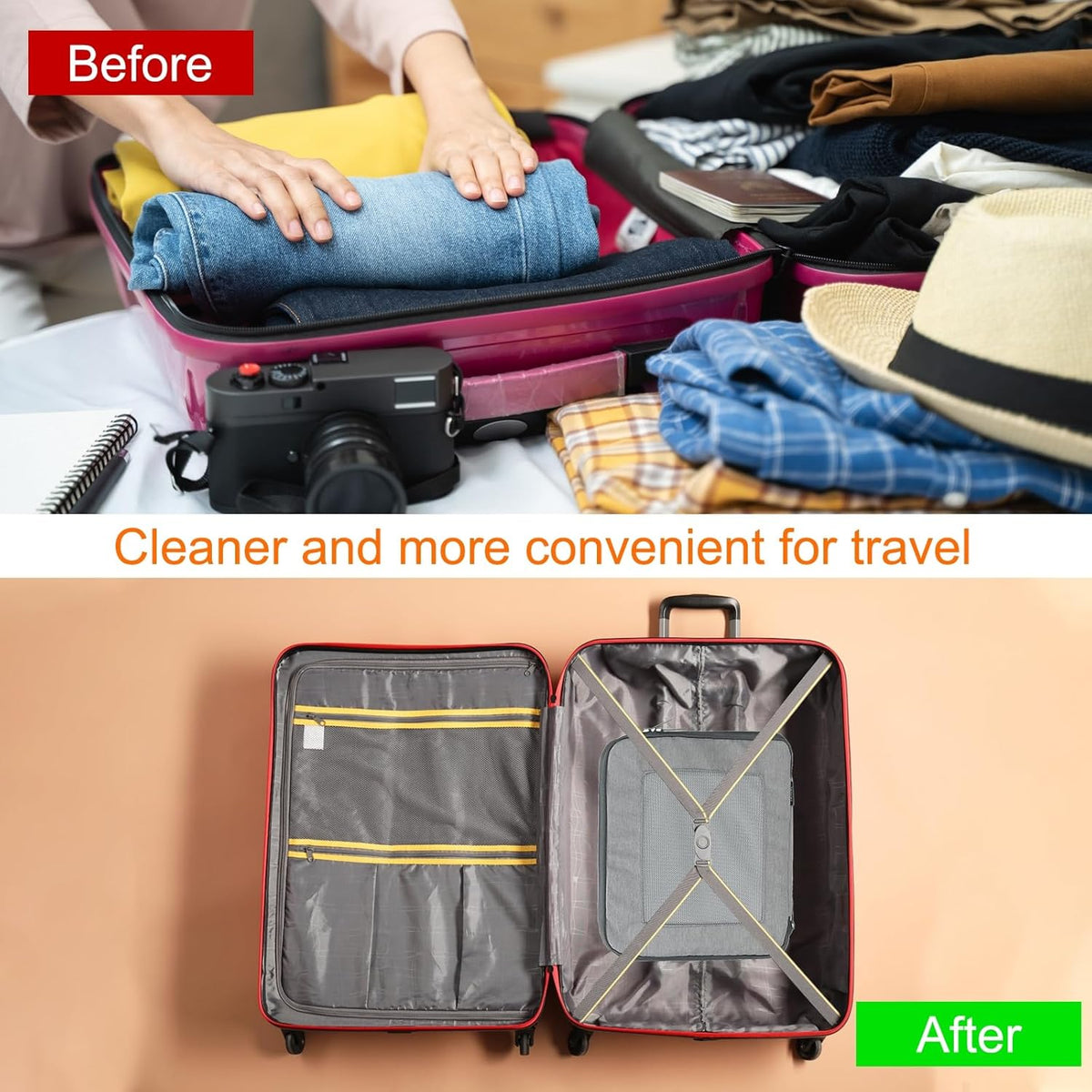 Compression Packing Cube for Suitcases 18x12x13cm Lightweight Luggage Organizers Bag Travel Essentials Compression Bags for Carry on Suitcases, Grey