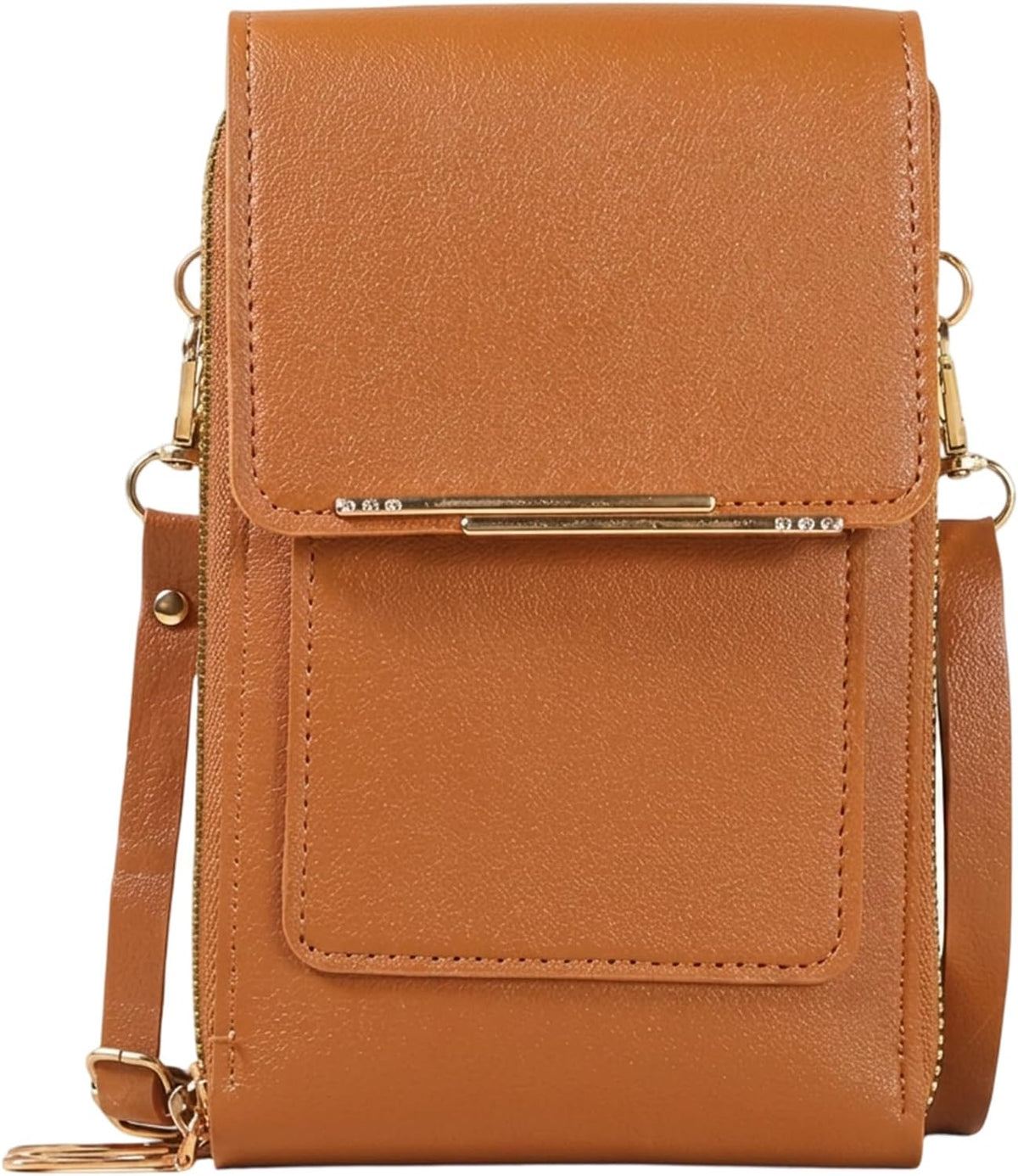 Anti-Theft Leather Bag, Touchscreen Crossbody Phone Purse, Touchscreen Phone Crossbody Bag, Suitable for Daily Travel and Fashion Accessories (Brown)