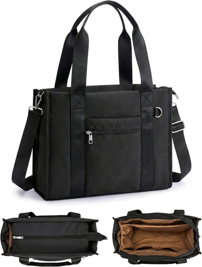 Work Tote Bag for Women, Lightweight Puffer Tote Crossbody with Zipper | Travel Utility Tote Multi-Pocket, RFID Pocket, Large Capacity, Luggage Sleeve, Shoulder Bag for Office, Daily, Gym, Teacher