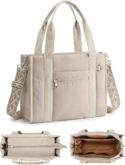 Work Tote Bag for Women, Lightweight Puffer Tote Crossbody with Zipper | Travel Utility Tote Multi-Pocket, RFID Pocket, Large Capacity, Luggage Sleeve, Shoulder Bag for Office, Daily, Gym, Teacher