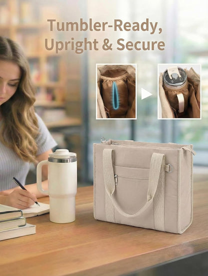 Work Tote Bag for Women, Lightweight Puffer Tote Crossbody with Zipper | Travel Utility Tote Multi-Pocket, RFID Pocket, Large Capacity, Luggage Sleeve, Shoulder Bag for Office, Daily, Gym, Teacher