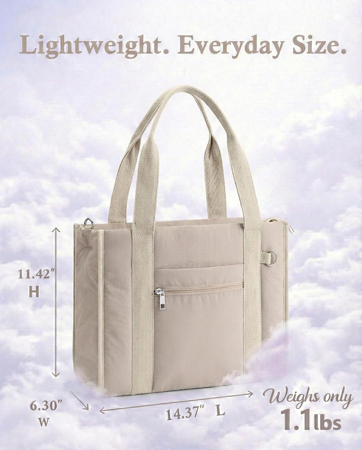 Work Tote Bag for Women, Lightweight Puffer Tote Crossbody with Zipper | Travel Utility Tote Multi-Pocket, RFID Pocket, Large Capacity, Luggage Sleeve, Shoulder Bag for Office, Daily, Gym, Teacher