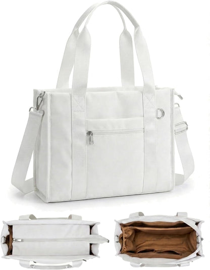 Work Tote Bag for Women, Lightweight Puffer Tote Crossbody with Zipper | Travel Utility Tote Multi-Pocket, RFID Pocket, Large Capacity, Luggage Sleeve, Shoulder Bag for Office, Daily, Gym, Teacher