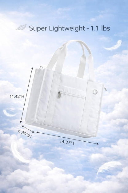 Work Tote Bag for Women, Lightweight Puffer Tote Crossbody with Zipper | Travel Utility Tote Multi-Pocket, RFID Pocket, Large Capacity, Luggage Sleeve, Shoulder Bag for Office, Daily, Gym, Teacher