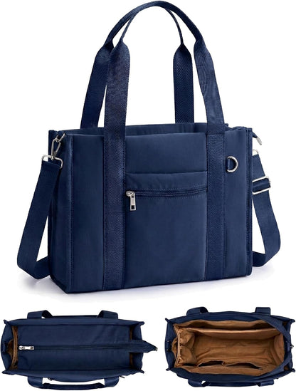 Work Tote Bag for Women, Lightweight Puffer Tote Crossbody with Zipper | Travel Utility Tote Multi-Pocket, RFID Pocket, Large Capacity, Luggage Sleeve, Shoulder Bag for Office, Daily, Gym, Teacher