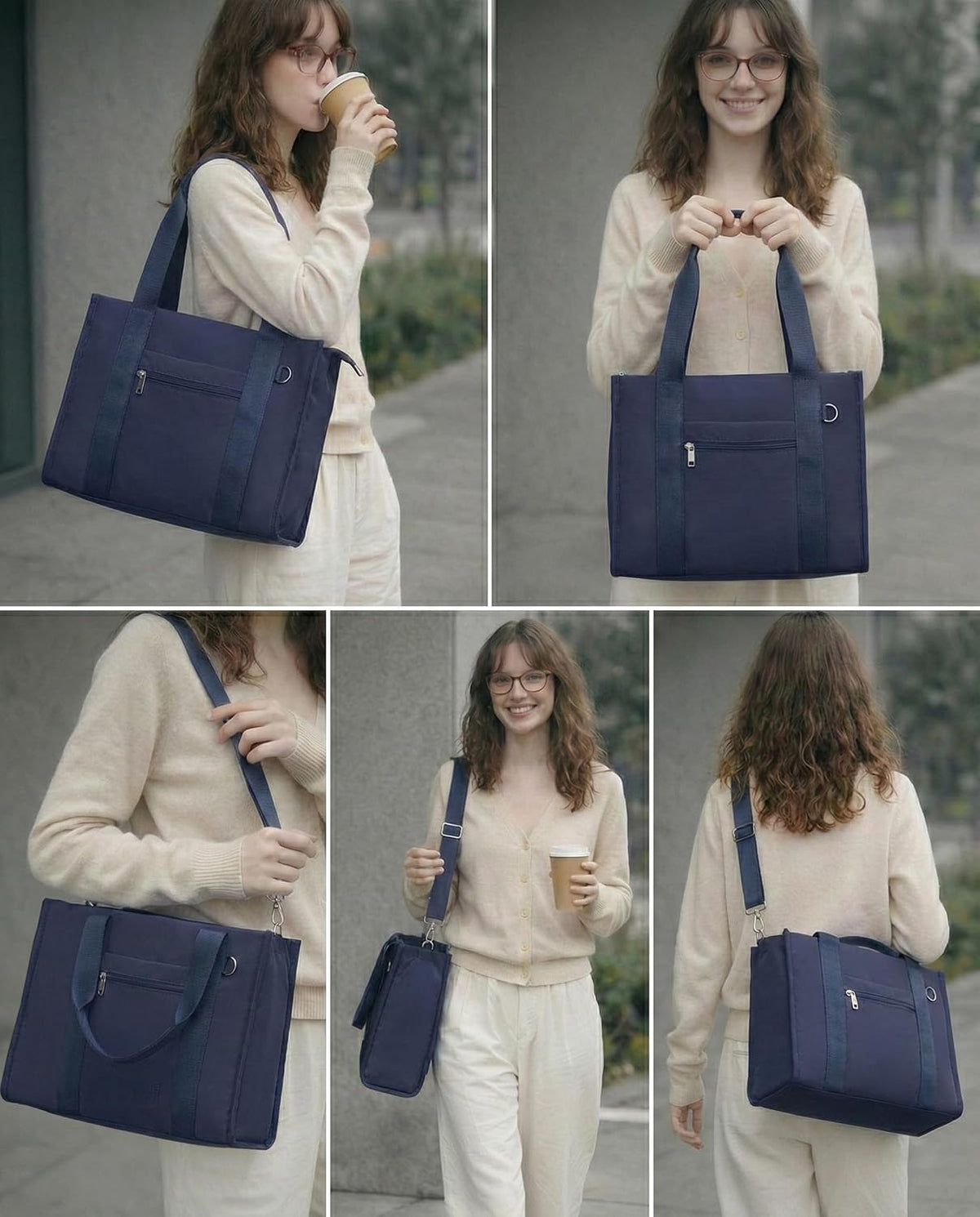 Work Tote Bag for Women, Lightweight Puffer Tote Crossbody with Zipper | Travel Utility Tote Multi-Pocket, RFID Pocket, Large Capacity, Luggage Sleeve, Shoulder Bag for Office, Daily, Gym, Teacher