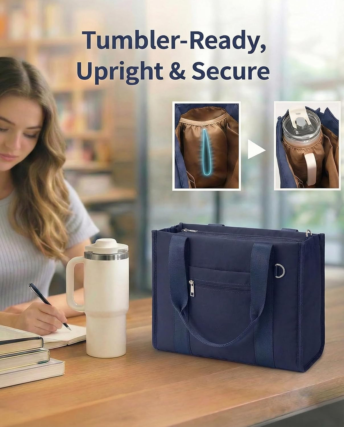 Work Tote Bag for Women, Lightweight Puffer Tote Crossbody with Zipper | Travel Utility Tote Multi-Pocket, RFID Pocket, Large Capacity, Luggage Sleeve, Shoulder Bag for Office, Daily, Gym, Teacher