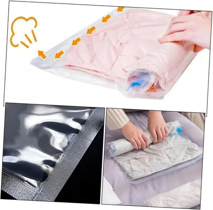 12pcs Roll up Vacuum Storage Bags, Reusable Cloth Compression Travel Bags, Pa+pe Material, Space Saving Packing Pouches for Suitcases and Clothing Organization