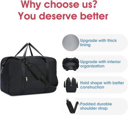 For Spirit Airlines Personal Item Bag 18x14x8 Foldable Travel Duffel Bag Underseat Carry on Luggage Weekender for Women 30L (Teal)