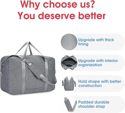 For Spirit Airlines Personal Item Bag 18x14x8 Foldable Travel Duffel Bag Underseat Carry on Luggage Weekender for Women 30L (Teal)
