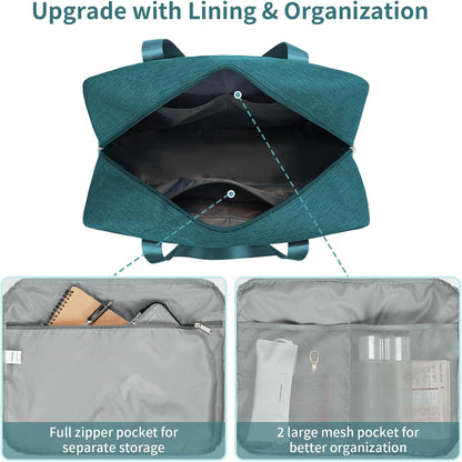 For Spirit Airlines Personal Item Bag 18x14x8 Foldable Travel Duffel Bag Underseat Carry on Luggage Weekender for Women 30L (Teal)