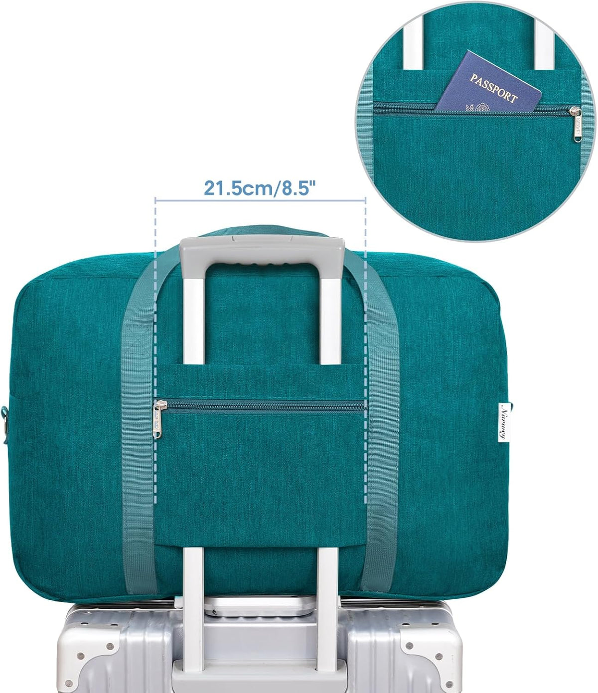 For Spirit Airlines Personal Item Bag 18x14x8 Foldable Travel Duffel Bag Underseat Carry on Luggage Weekender for Women 30L (Teal)