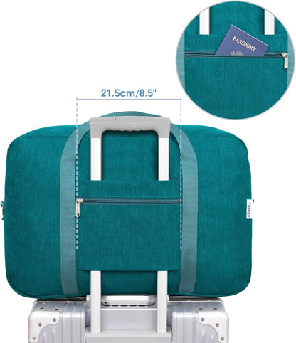 For Spirit Airlines Personal Item Bag 18x14x8 Foldable Travel Duffel Bag Underseat Carry on Luggage Weekender for Women 30L (Teal)