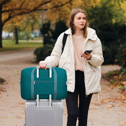 For Spirit Airlines Personal Item Bag 18x14x8 Foldable Travel Duffel Bag Underseat Carry on Luggage Weekender for Women 30L (Teal)