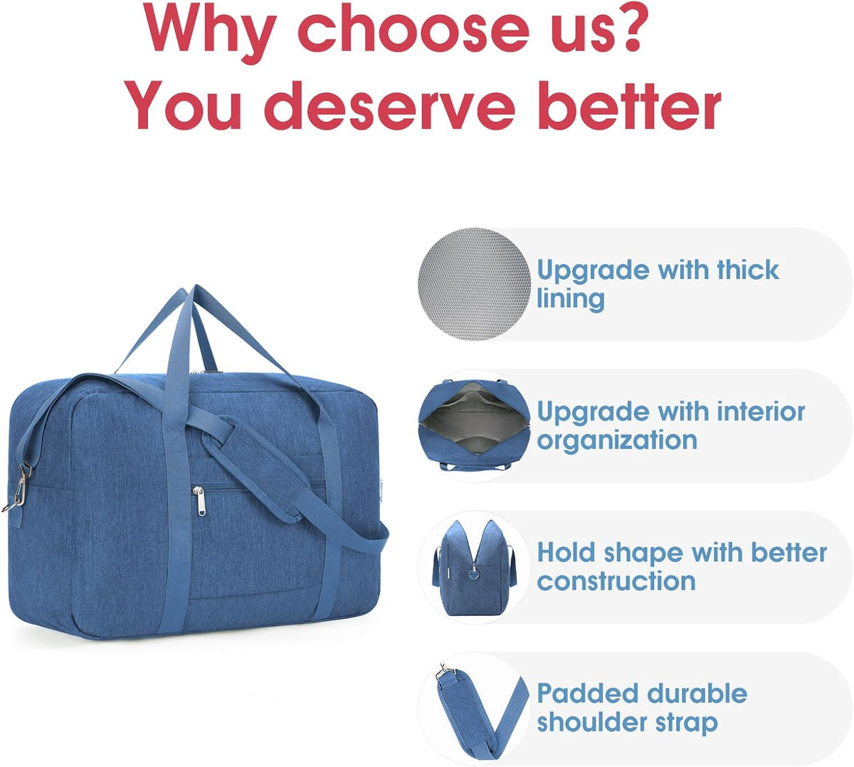 For Spirit Airlines Personal Item Bag 18x14x8 Foldable Travel Duffel Bag Underseat Carry on Luggage Weekender for Women 30L (Teal)