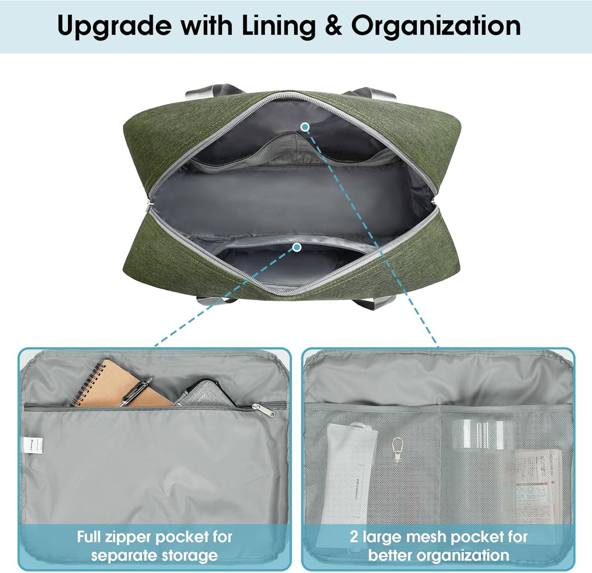 For Spirit Airlines Personal Item Bag 18x14x8 Foldable Travel Duffel Bag Underseat Carry on Luggage Weekender for Women 30L (Teal)