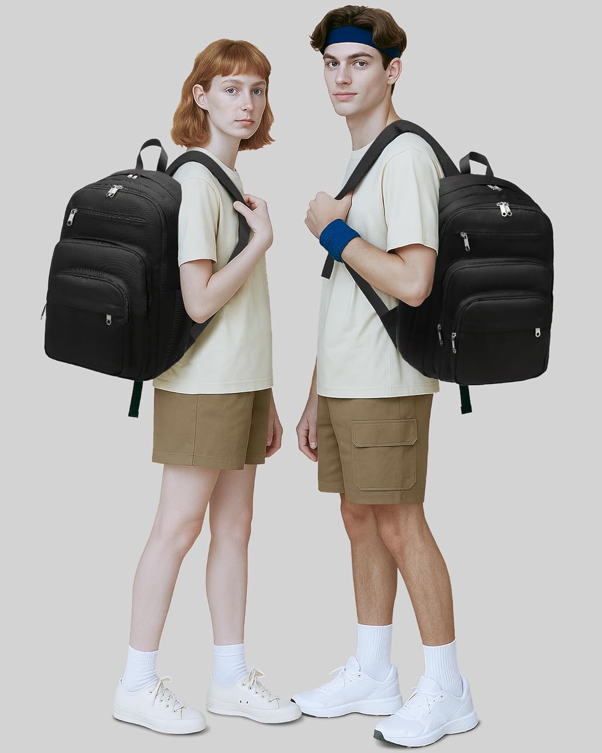 Backpack for Middle High School Teen Boys Girls Large College Bookbag with Laptop Compartment Back to School Book Bags Mochilas Escolares para Niños Niñas Adolescentes (Beige, Solid)