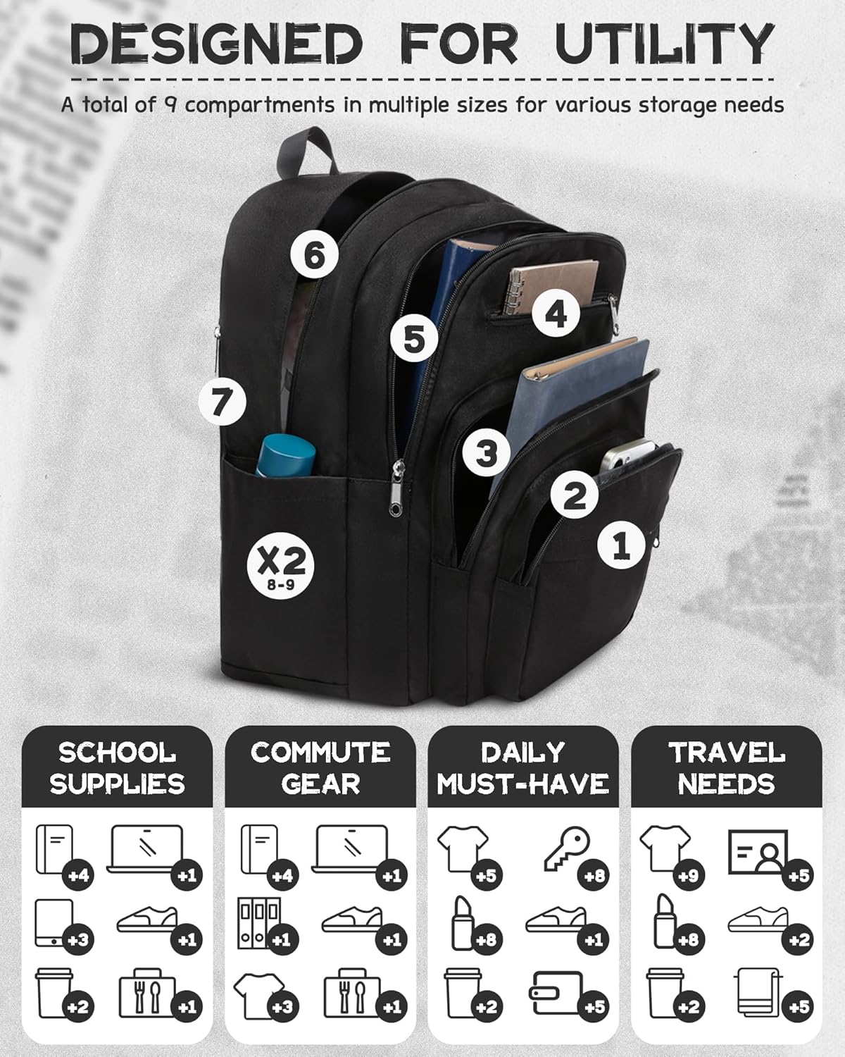 Backpack for Middle High School Teen Boys Girls Large College Bookbag with Laptop Compartment Back to School Book Bags Mochilas Escolares para Niños Niñas Adolescentes (Beige, Solid)