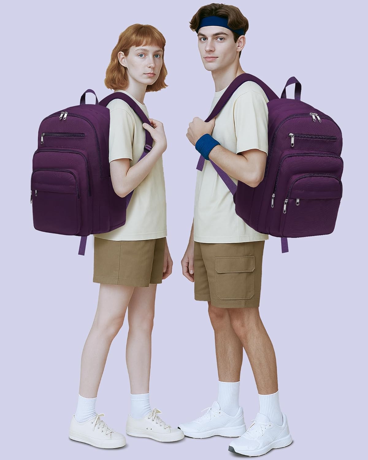 Backpack for Middle High School Teen Boys Girls Large College Bookbag with Laptop Compartment Back to School Book Bags Mochilas Escolares para Niños Niñas Adolescentes (Beige, Solid)