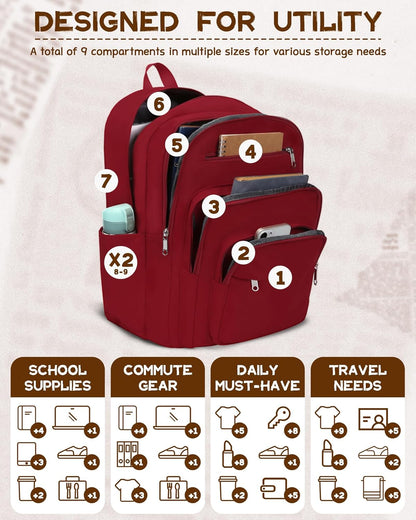 Backpack for Middle High School Teen Boys Girls Large College Bookbag with Laptop Compartment Back to School Book Bags Mochilas Escolares para Niños Niñas Adolescentes (Beige, Solid)