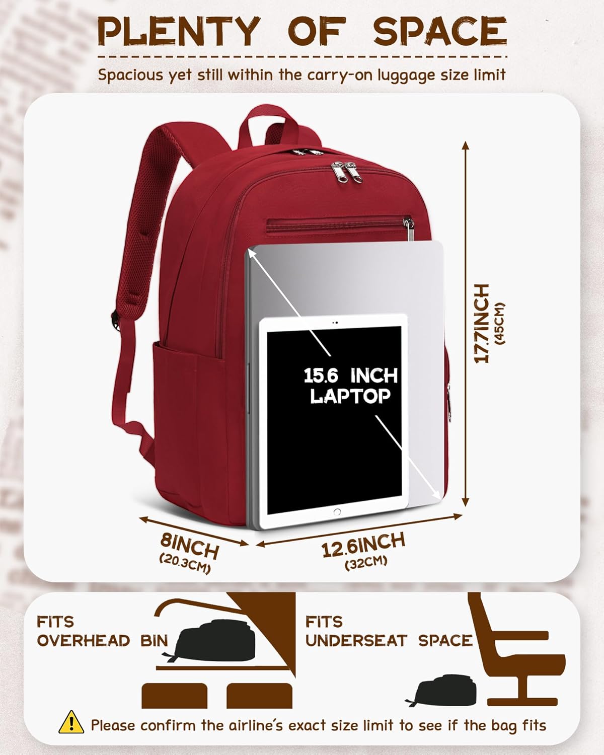 Backpack for Middle High School Teen Boys Girls Large College Bookbag with Laptop Compartment Back to School Book Bags Mochilas Escolares para Niños Niñas Adolescentes (Beige, Solid)