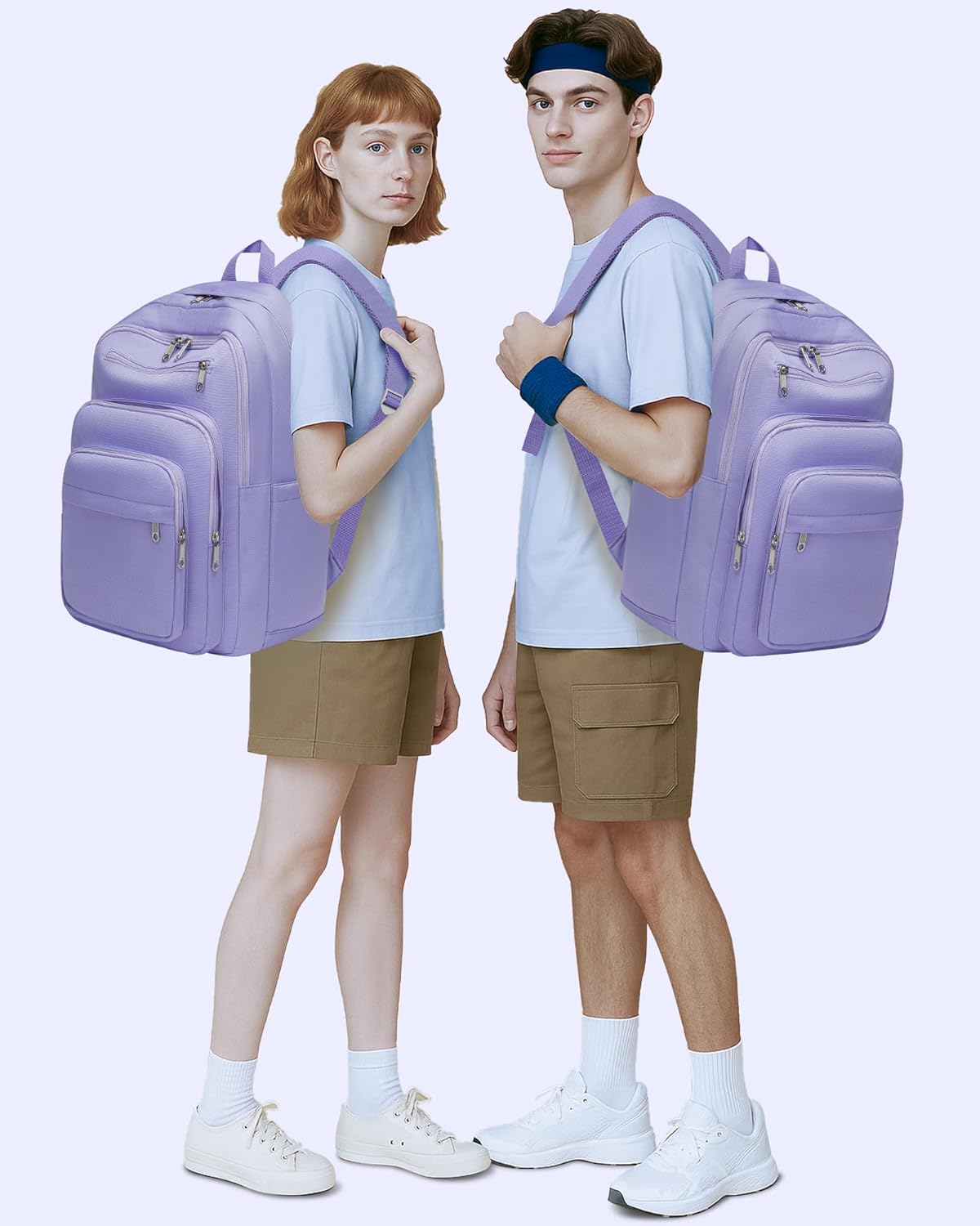 Backpack for Middle High School Teen Boys Girls Large College Bookbag with Laptop Compartment Back to School Book Bags Mochilas Escolares para Niños Niñas Adolescentes (Beige, Solid)