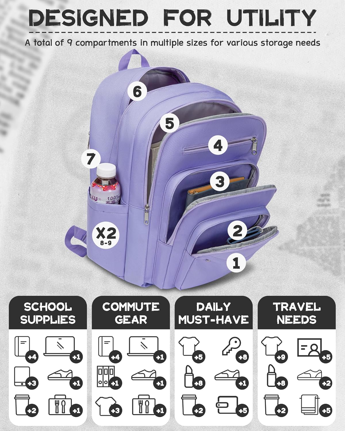Backpack for Middle High School Teen Boys Girls Large College Bookbag with Laptop Compartment Back to School Book Bags Mochilas Escolares para Niños Niñas Adolescentes (Beige, Solid)