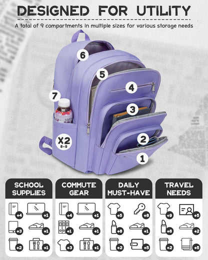 Backpack for Middle High School Teen Boys Girls Large College Bookbag with Laptop Compartment Back to School Book Bags Mochilas Escolares para Niños Niñas Adolescentes (Beige, Solid)