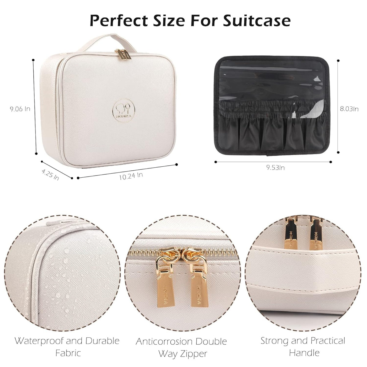 Makeup Train Case with Light & Mirror Large Cosmetic Organizer with Adjustable Dividers for Cosmetics,10X Magnifying Makeup Mirror,Pink