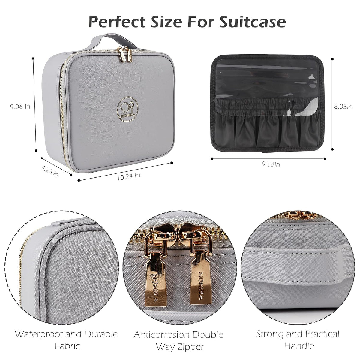 Makeup Train Case with Light & Mirror Large Cosmetic Organizer with Adjustable Dividers for Cosmetics,10X Magnifying Makeup Mirror,Pink