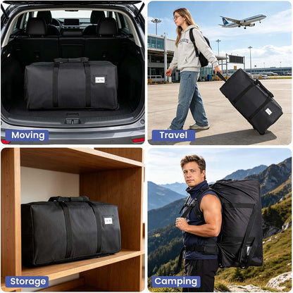 Heavy Duty Moving Bags with Wheels, 2-Pack 92L Foldable Rolling Duffle Bag | Extra Large Duffle Bag for Travel, Waterproof, Oxford, College Dorm Moving Bags, Packing Bags for Moving/Traveling/Camping