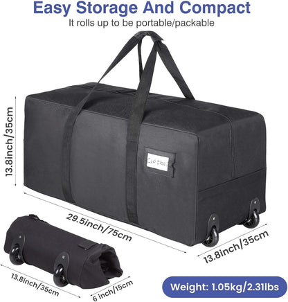 Heavy Duty Moving Bags with Wheels, 2-Pack 92L Foldable Rolling Duffle Bag | Extra Large Duffle Bag for Travel, Waterproof, Oxford, College Dorm Moving Bags, Packing Bags for Moving/Traveling/Camping