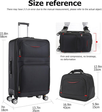 2 pcs Expandable Oxford Business Luggage Set with Travel Bag | Oxford fabric, 15% expansion and travel bag handle outfits, shoes and essentials across short or checked trips