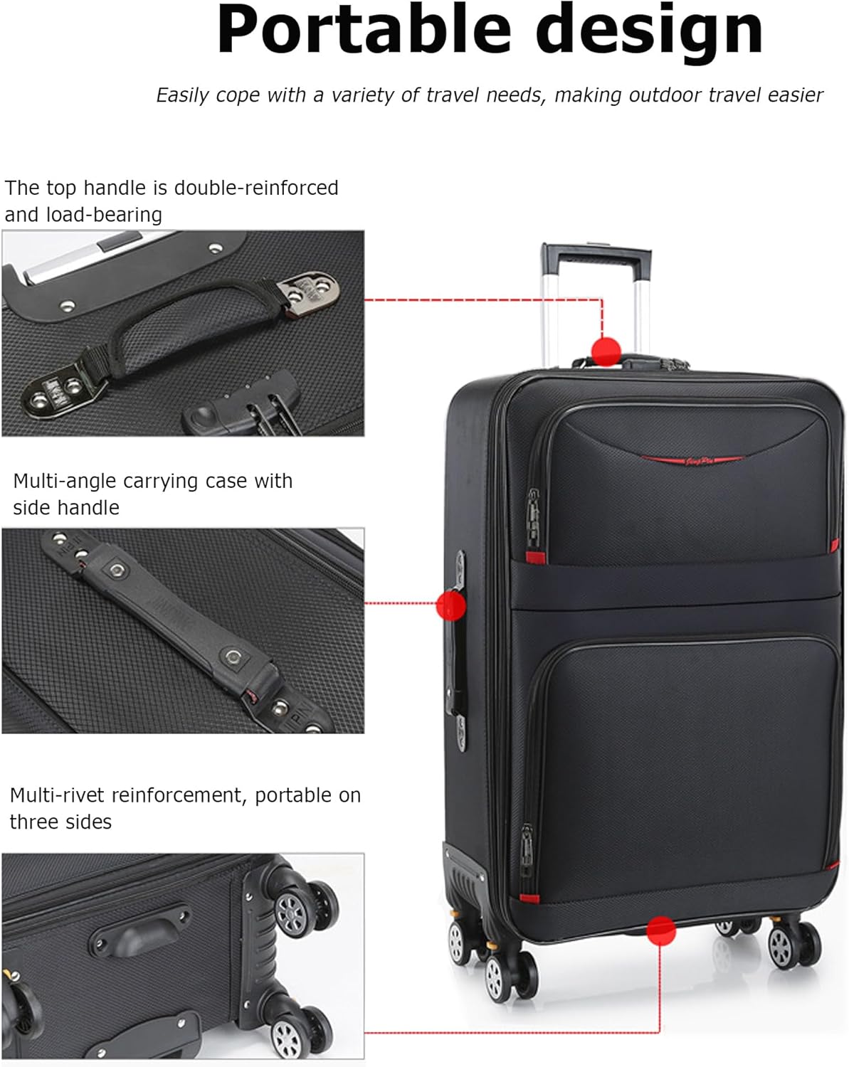 2 pcs Expandable Oxford Business Luggage Set with Travel Bag | Oxford fabric, 15% expansion and travel bag handle outfits, shoes and essentials across short or checked trips