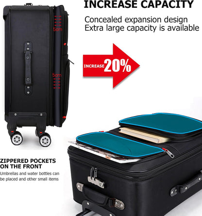 2 pcs Expandable Oxford Business Luggage Set with Travel Bag | Oxford fabric, 15% expansion and travel bag handle outfits, shoes and essentials across short or checked trips