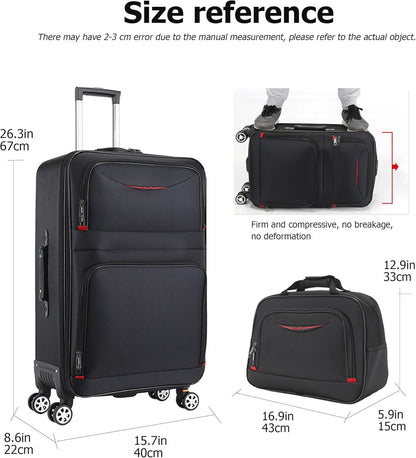 2 pcs Expandable Oxford Business Luggage Set with Travel Bag | Oxford fabric, 15% expansion and travel bag handle outfits, shoes and essentials across short or checked trips