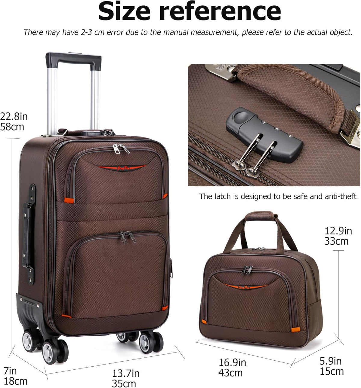 2 pcs Expandable Oxford Business Luggage Set with Travel Bag | Oxford fabric, 15% expansion and travel bag handle outfits, shoes and essentials across short or checked trips