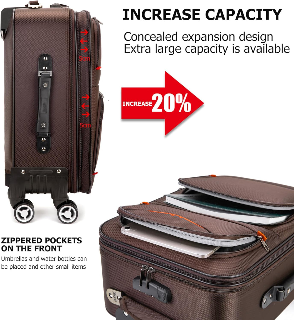 2 pcs Expandable Oxford Business Luggage Set with Travel Bag | Oxford fabric, 15% expansion and travel bag handle outfits, shoes and essentials across short or checked trips