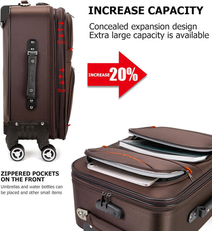 2 pcs Expandable Oxford Business Luggage Set with Travel Bag | Oxford fabric, 15% expansion and travel bag handle outfits, shoes and essentials across short or checked trips
