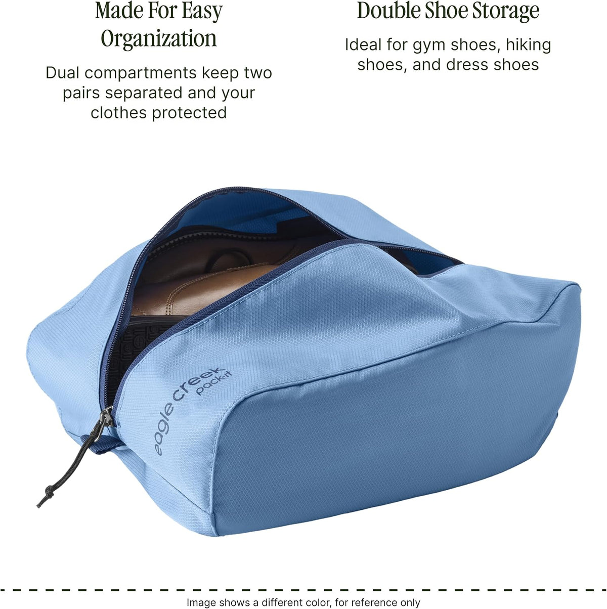 Pack-It Reveal Multi Shoe Cube - Dual-Compartment Shoe Cube for Optimizing Luggage Space - Travel-Friendly - Easy-Grab Zipper & Quick Grab Handle - Lightweight & Portable - Blue Dawn
