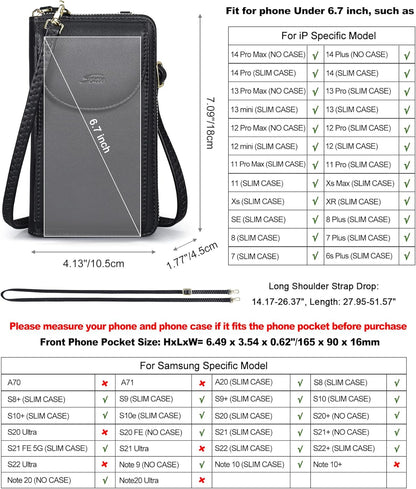 Small Crossbody Bags for Women Phone Purse RFID Blocking Wallet | Card Slots, Vegan Leather, Anti-theft, Multi Pockets, Detachable Adjustable Strap, Travel Eveyday Outing