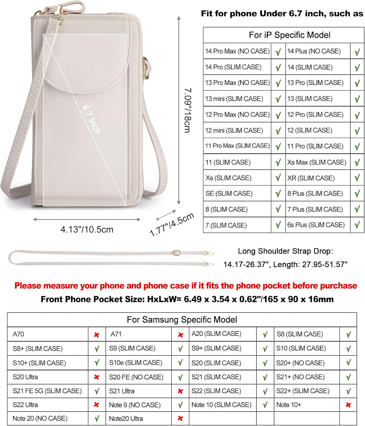 Small Crossbody Bags for Women Phone Purse RFID Blocking Wallet | Card Slots, Vegan Leather, Anti-theft, Multi Pockets, Detachable Adjustable Strap, Travel Eveyday Outing