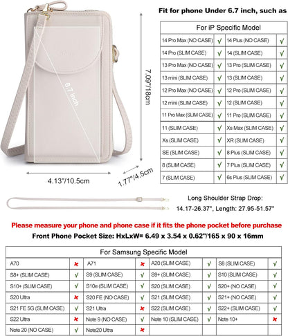 Small Crossbody Bags for Women Phone Purse RFID Blocking Wallet | Card Slots, Vegan Leather, Anti-theft, Multi Pockets, Detachable Adjustable Strap, Travel Eveyday Outing