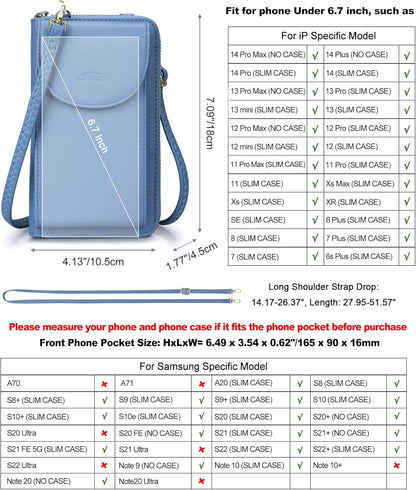 Small Crossbody Bags for Women Phone Purse RFID Blocking Wallet | Card Slots, Vegan Leather, Anti-theft, Multi Pockets, Detachable Adjustable Strap, Travel Eveyday Outing