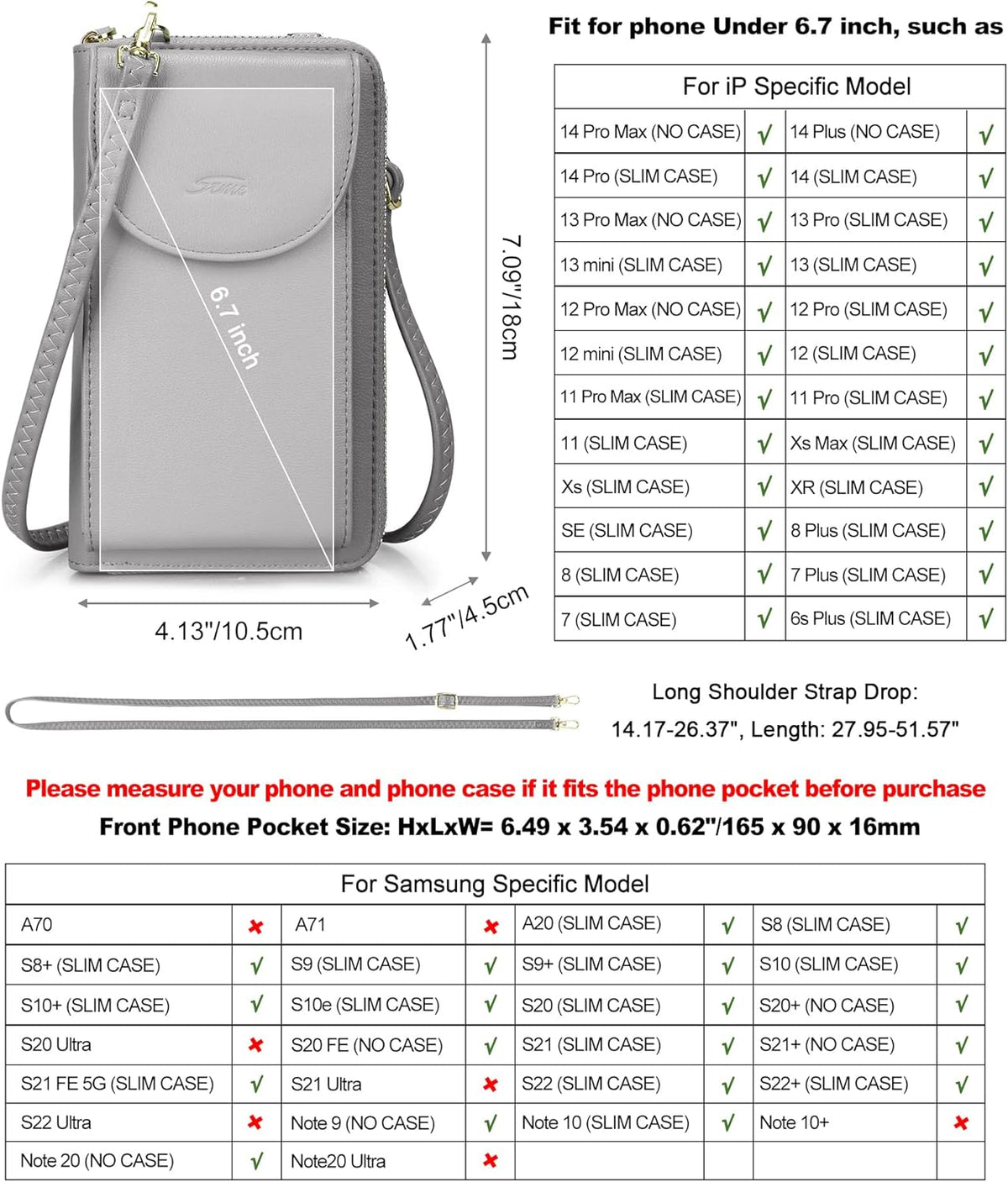 Small Crossbody Bags for Women Phone Purse RFID Blocking Wallet | Card Slots, Vegan Leather, Anti-theft, Multi Pockets, Detachable Adjustable Strap, Travel Eveyday Outing
