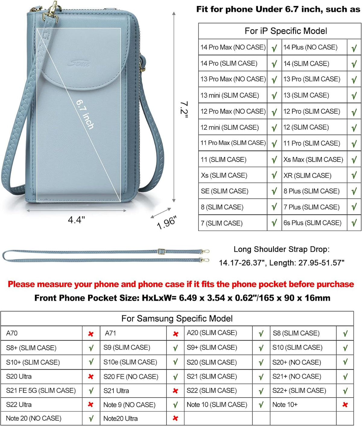 Small Crossbody Bags for Women Phone Purse RFID Blocking Wallet | Card Slots, Vegan Leather, Anti-theft, Multi Pockets, Detachable Adjustable Strap, Travel Eveyday Outing